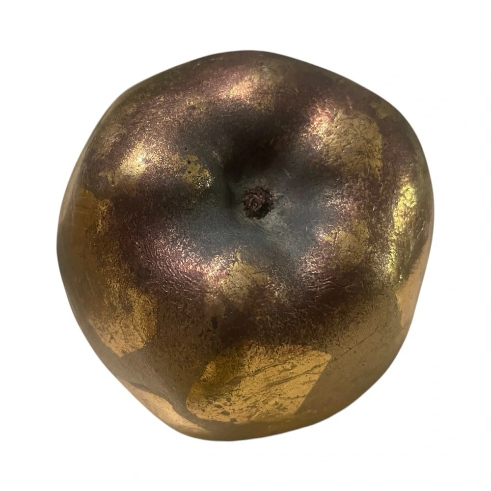 Vtg Gold Gilded Fruit Set Textured Apple Orange Banana Patina MCM Kitchen Decor - Picture 3 of 10
